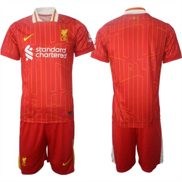 Mens Liverpool Blank 2024-25 Red Home Soccer Jersey Suit